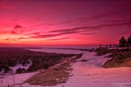 Zimowy zachód Słońca z widokiem na Pustynię Błędowską...